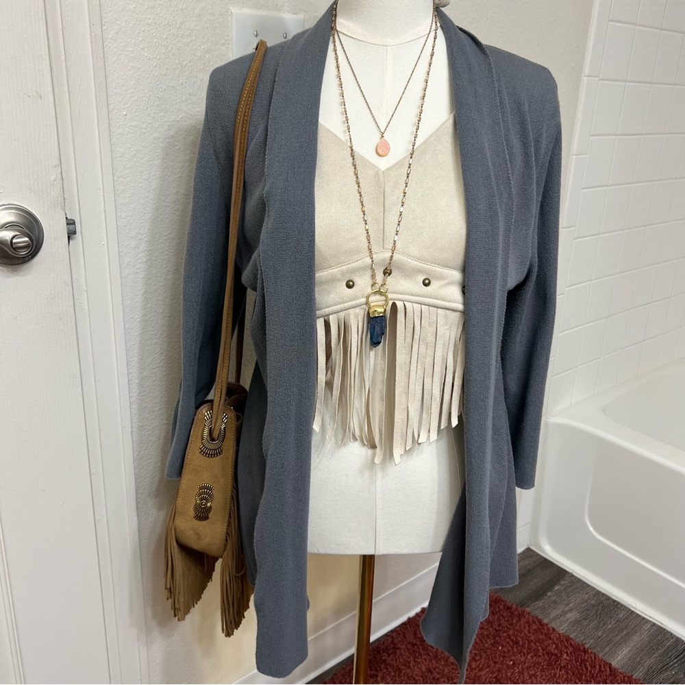 Peruvian Connection Gray Lightweight Cardigan Swe… - image 1